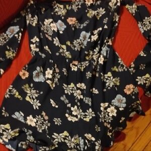 haute monde Floral Off-Shoulder Romper with Pastel Blooms 18  p2p 25  inch long